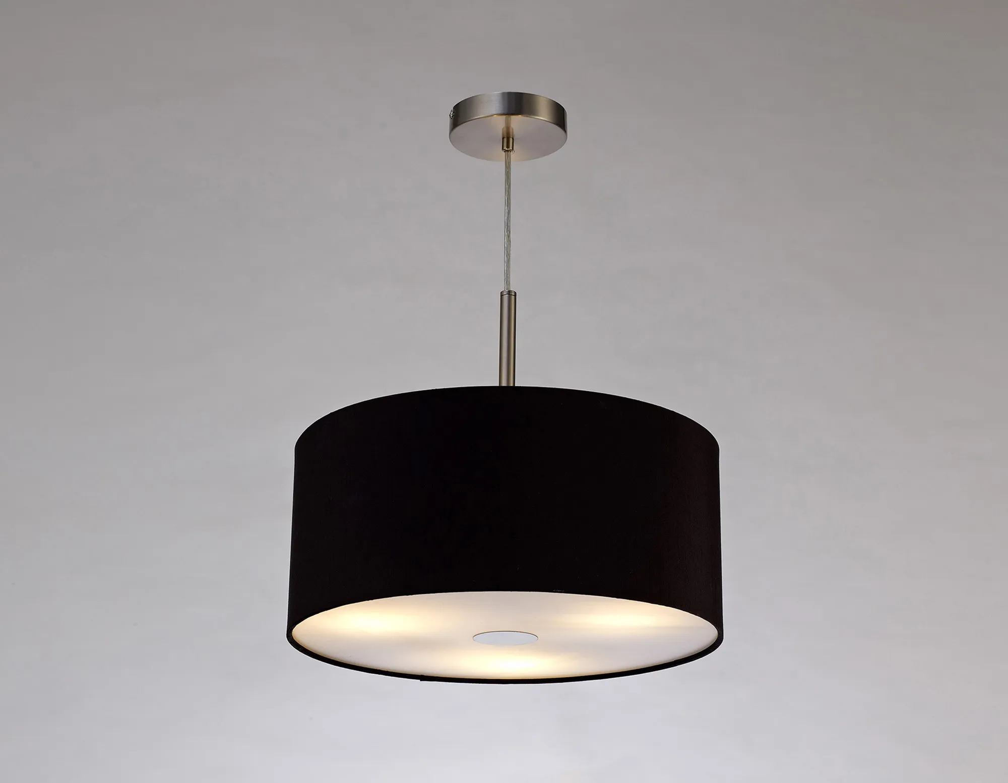 Baymont 40cm 3 Light Pendant Satin Nickel, Midnight Black/Green Olive, Frosted Diffuser DK0443  Deco Baymont SN BL/GR